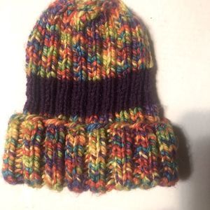 Soft warm Multicolored knit hat with fold up very cute and fun to wear